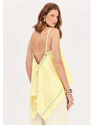 Top em Linho Amarelo Pastel - Lança Perfume