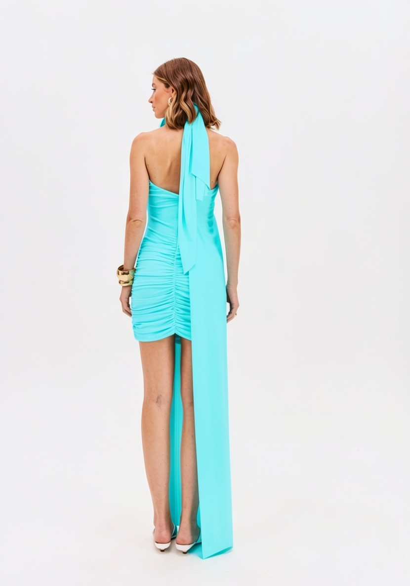 Vestido Assimétrico Azul Turquesa - Lança Perfume 2