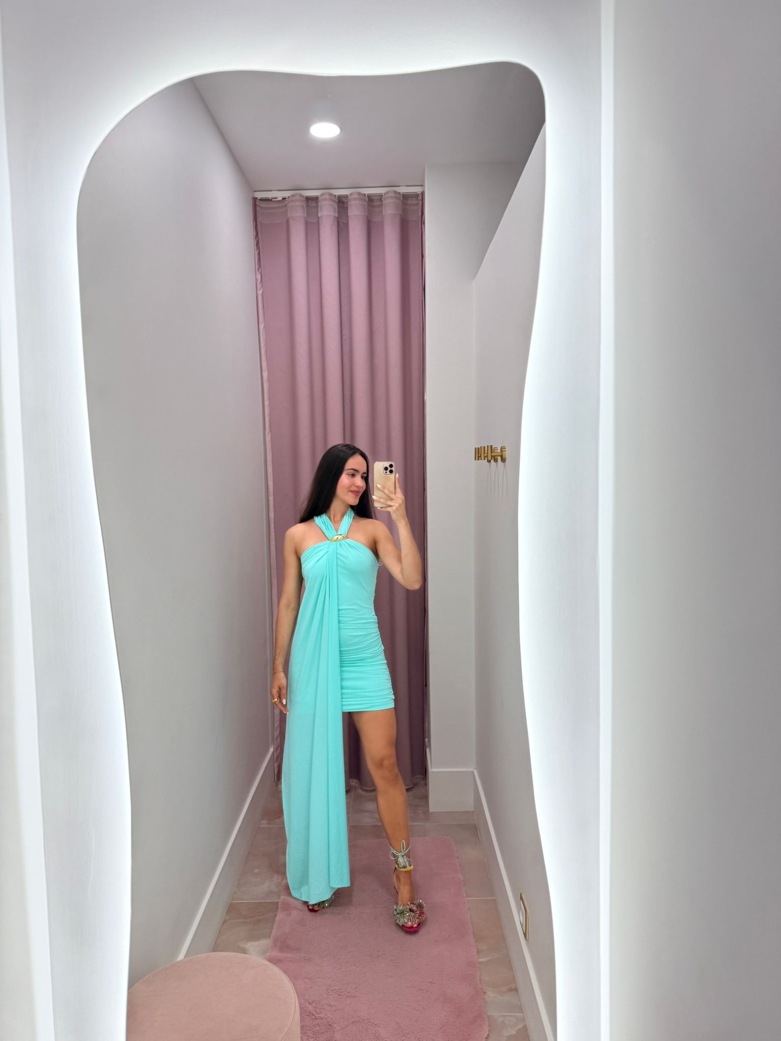 Vestido Assimétrico Azul Turquesa - Lança Perfume 3