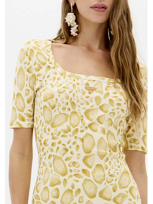 Vestido Curto Canelado TURTLE Bege - Lança Perfume