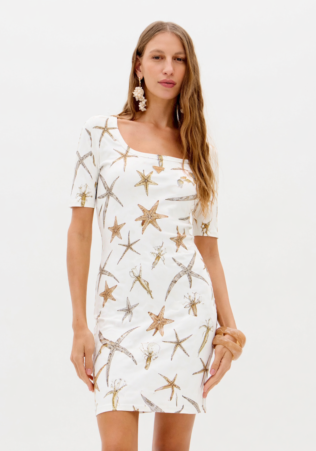 Vestido Curto Canelado STARFISH Branco - Lança Perfume 1