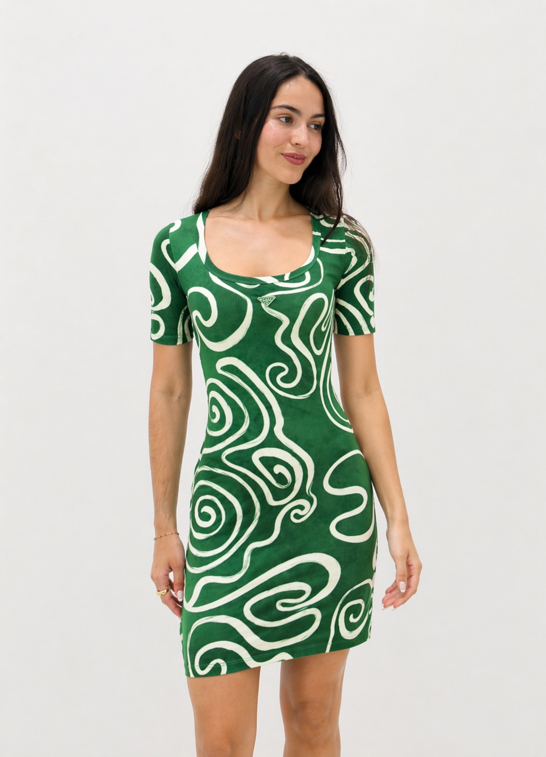 Vestido Curto Canelado SPIRAL Verde - Lança Perfume  1