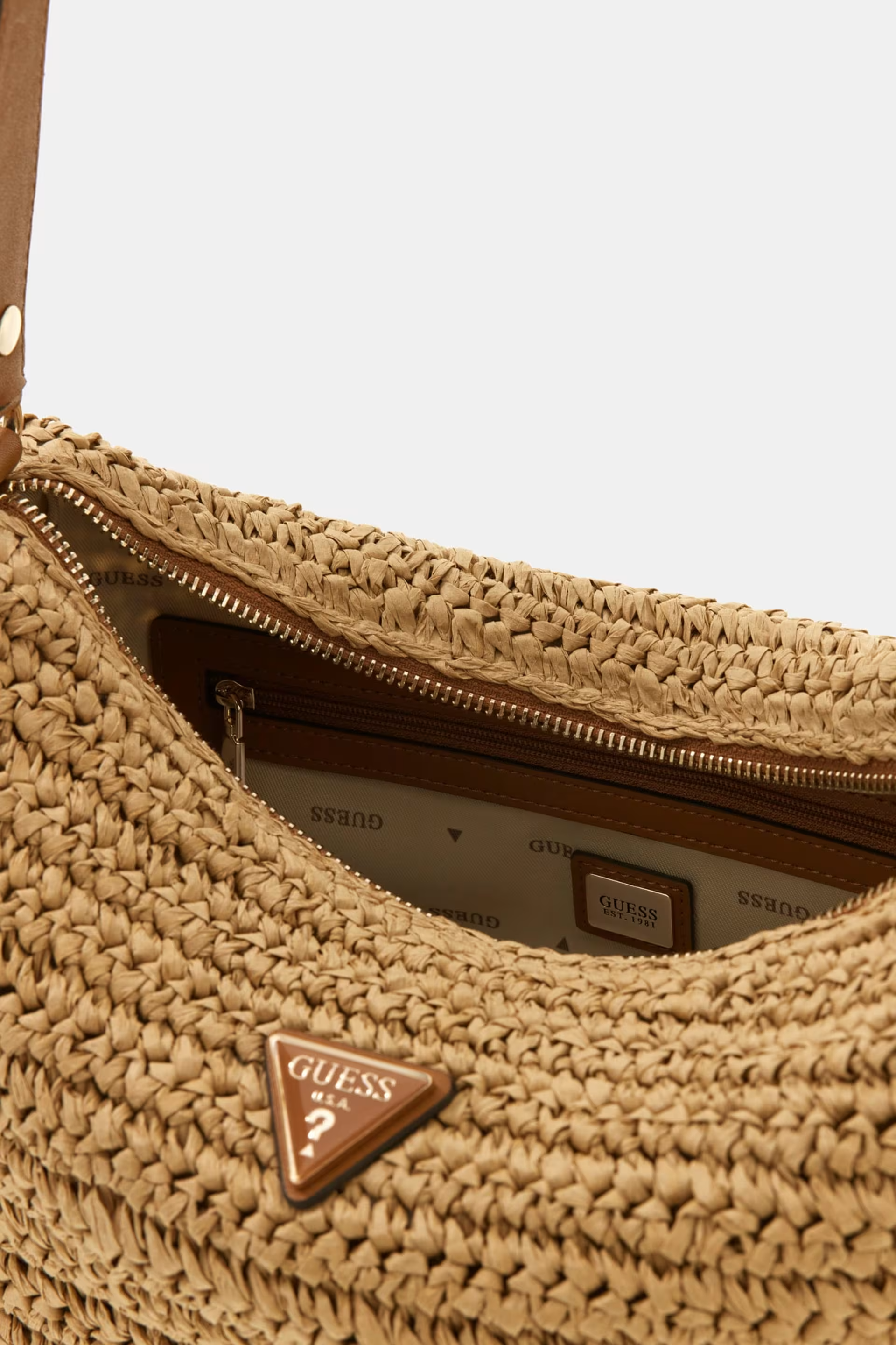 Mala de Ombro OFELIA em Ráfia Camel - Guess   3