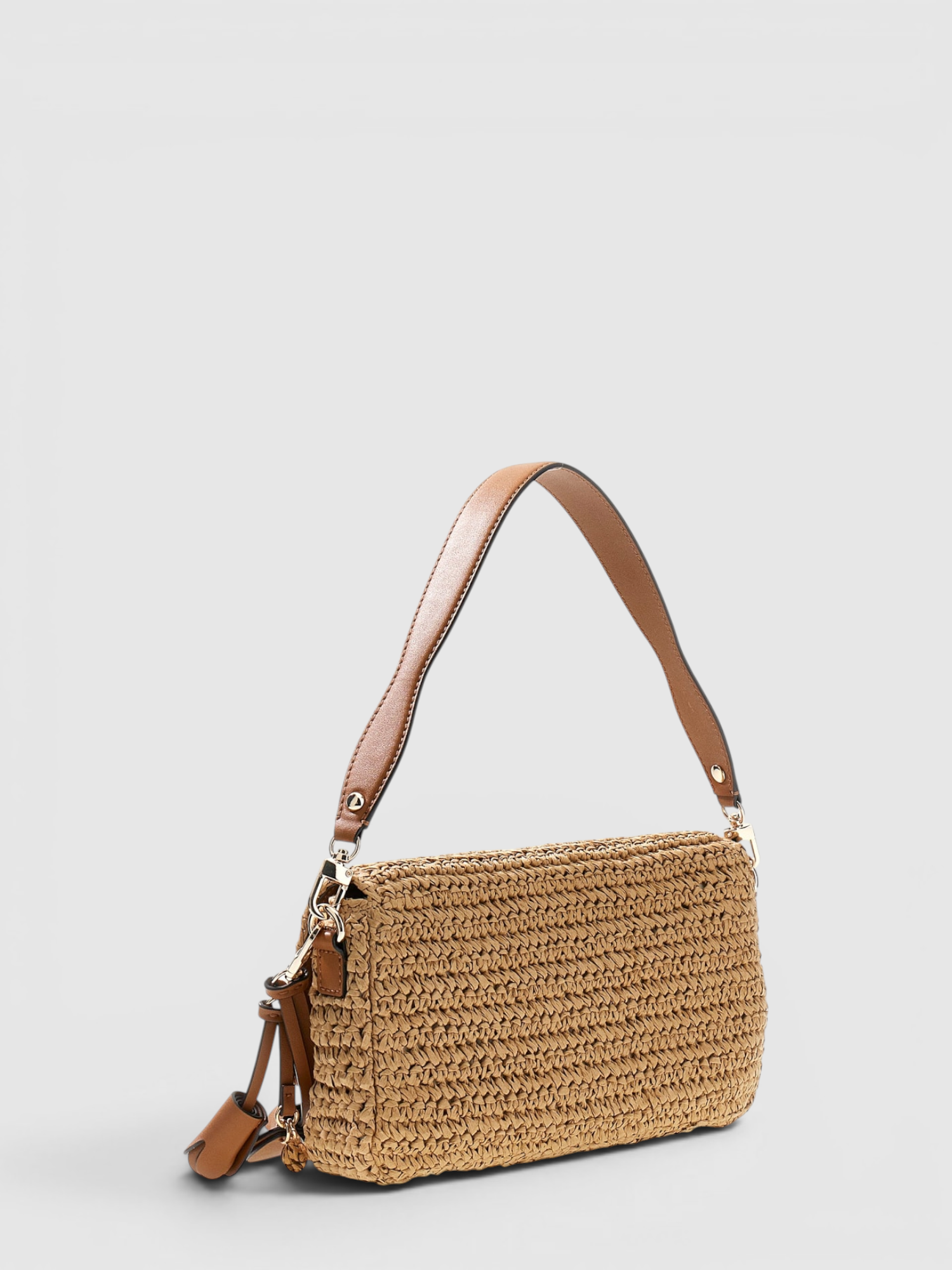 Crossbody Mala Retangular OFELIA em Ráfia Camel - Guess  2