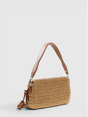 Crossbody Mala Retangular OFELIA em Ráfia Camel - Guess 