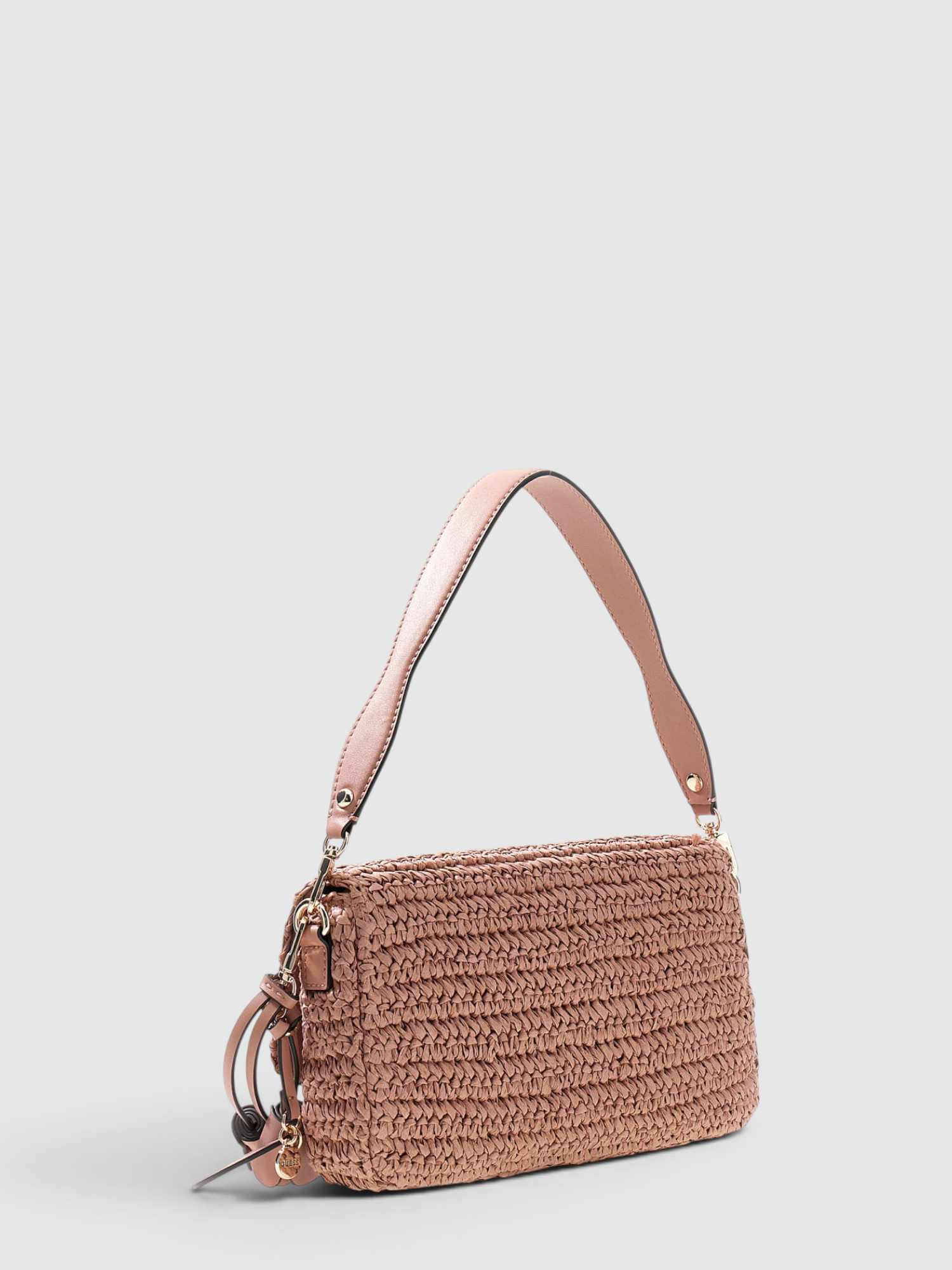 Crossbody Mala Retangular OFELIA  em Ráfia Rosa - Guess  2
