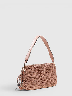 Crossbody Mala Retangular OFELIA  em Ráfia Rosa - Guess 