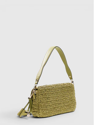 Crossbody Mala Retangular OFELIA em Ráfia Verde - Guess 