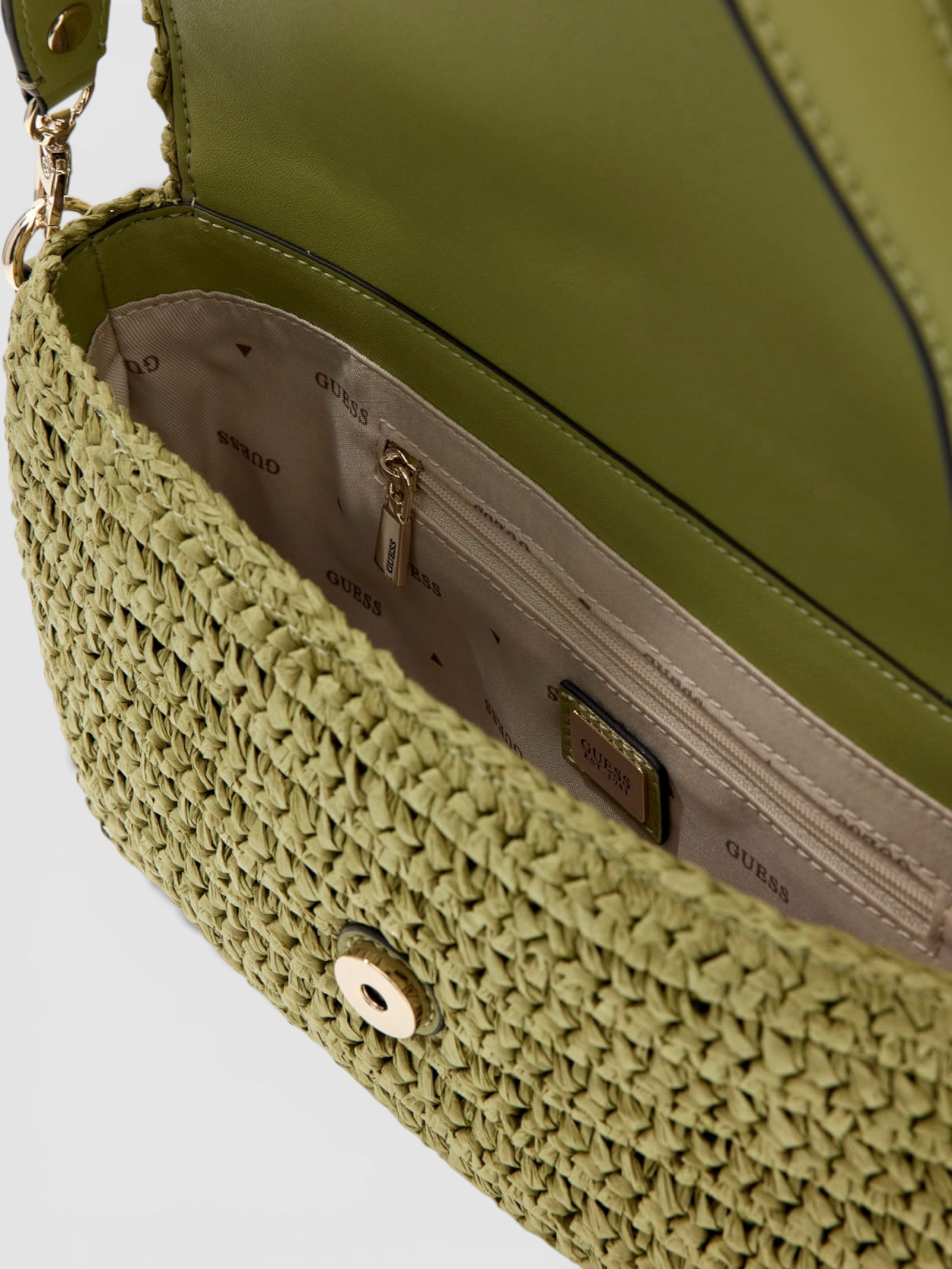 Crossbody Mala Retangular OFELIA em Ráfia Verde - Guess  3