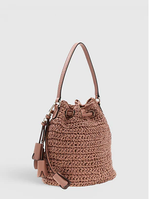 Mala Bucket OFELIA em Ráfia Rosa - Guess 