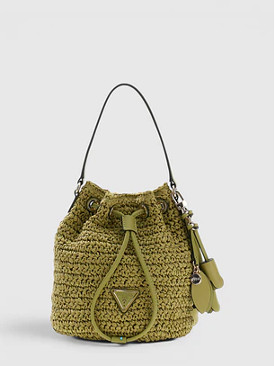 Mala Bucket OFELIA em Ráfia Verde - Guess  