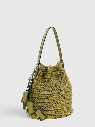Mala Bucket OFELIA em Ráfia Verde - Guess  