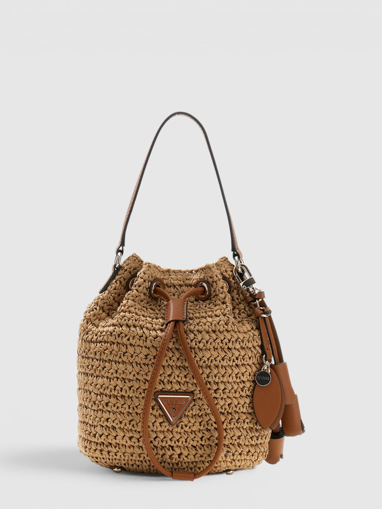 Mala Bucket OFELIA em Ráfia Camel - Guess  1