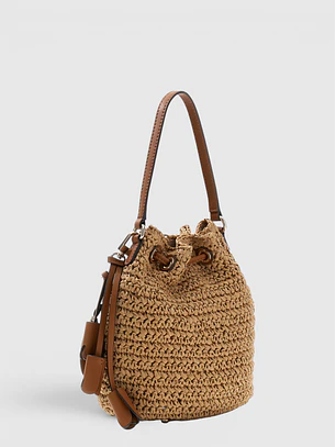 Mala Bucket OFELIA em Ráfia Camel - Guess 