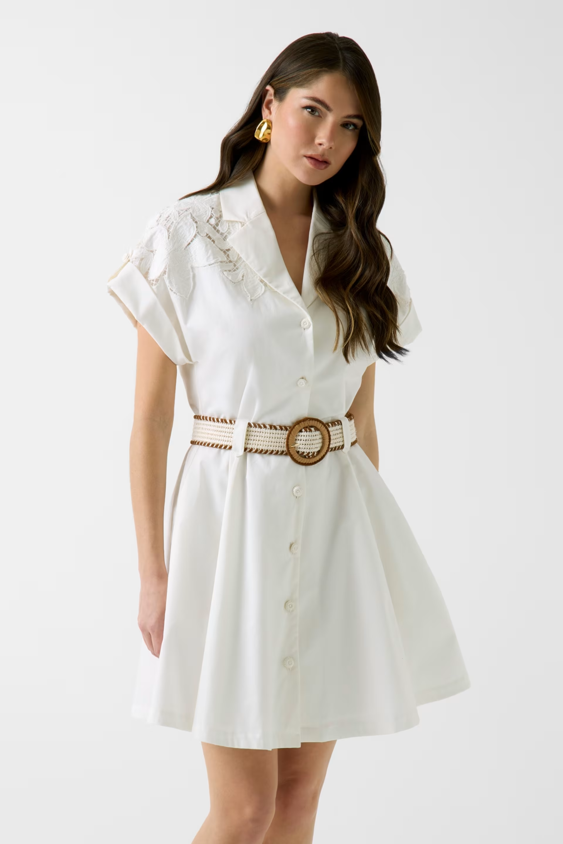 Vestido Curto com Cinto ALEXIS Branco - Guess Marciano 1