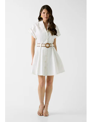 Vestido Curto com Cinto ALEXIS Branco - Guess Marciano