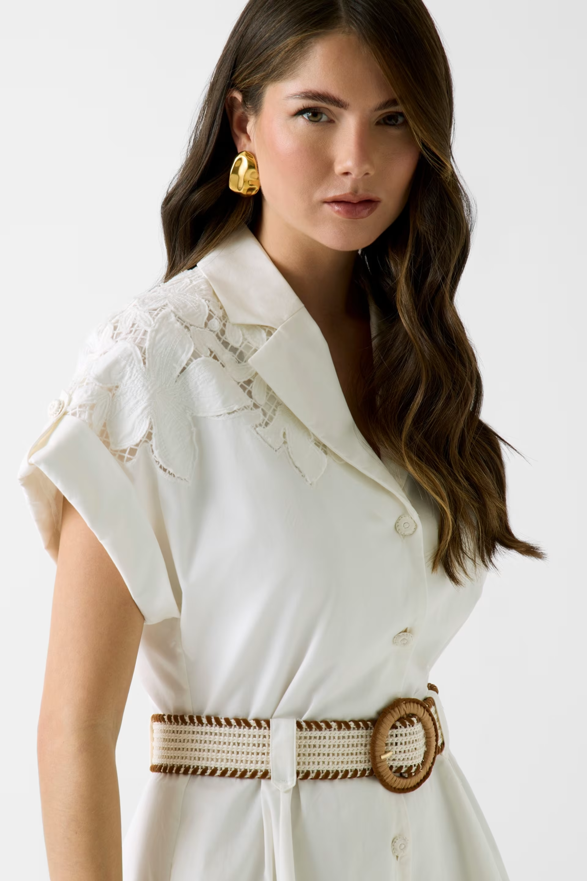 Vestido Curto com Cinto ALEXIS Branco - Guess Marciano 5