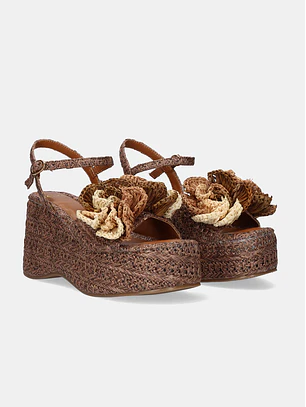 Sandália de Cunha 913 Ráfia Castanho - EXÉ 