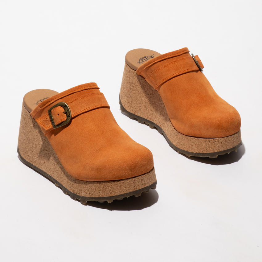 Soca de Cunha Pele DERT Laranja - Fly London  3