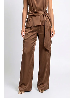 Calças Cargo Acetinadas Castanho - SAHOCO 