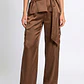 Calças Cargo Acetinadas Castanho - SAHOCO  - vignette 1
