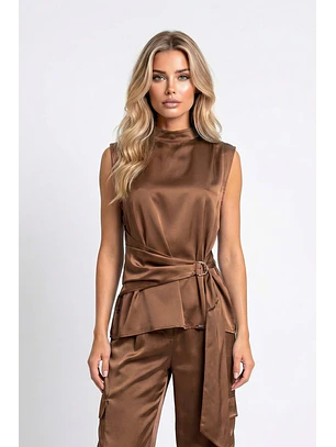 Top Acetinado Castanho - SAHOCO