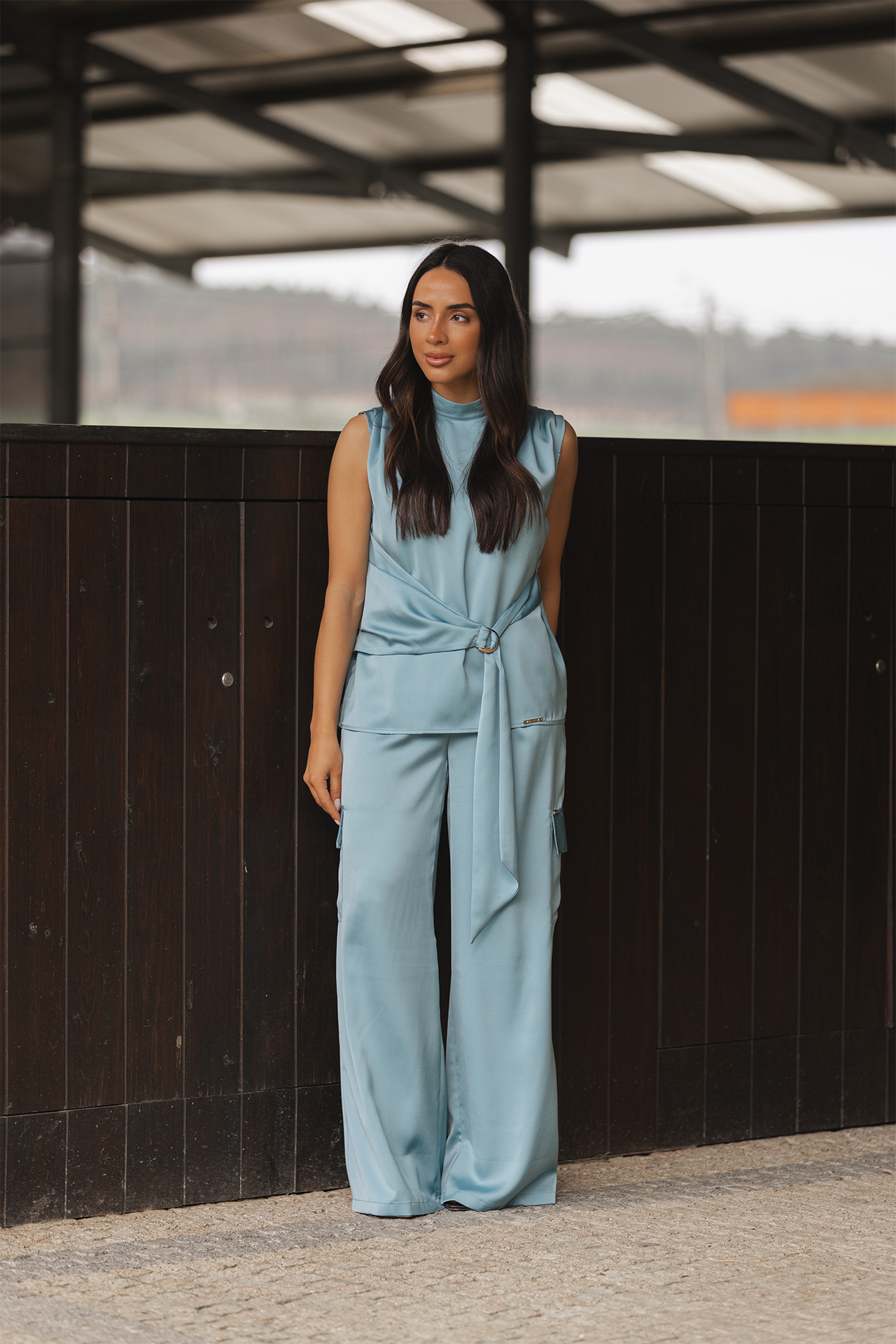 Calças Cargo Acetinadas Azul - SAHOCO  2