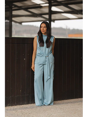 Top Acetinado Azul - SAHOCO 