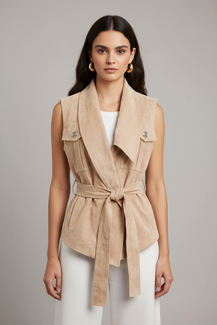 Colete em Suede Bege - SAHOCO  2