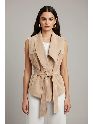 Colete em Suede Bege - SAHOCO 