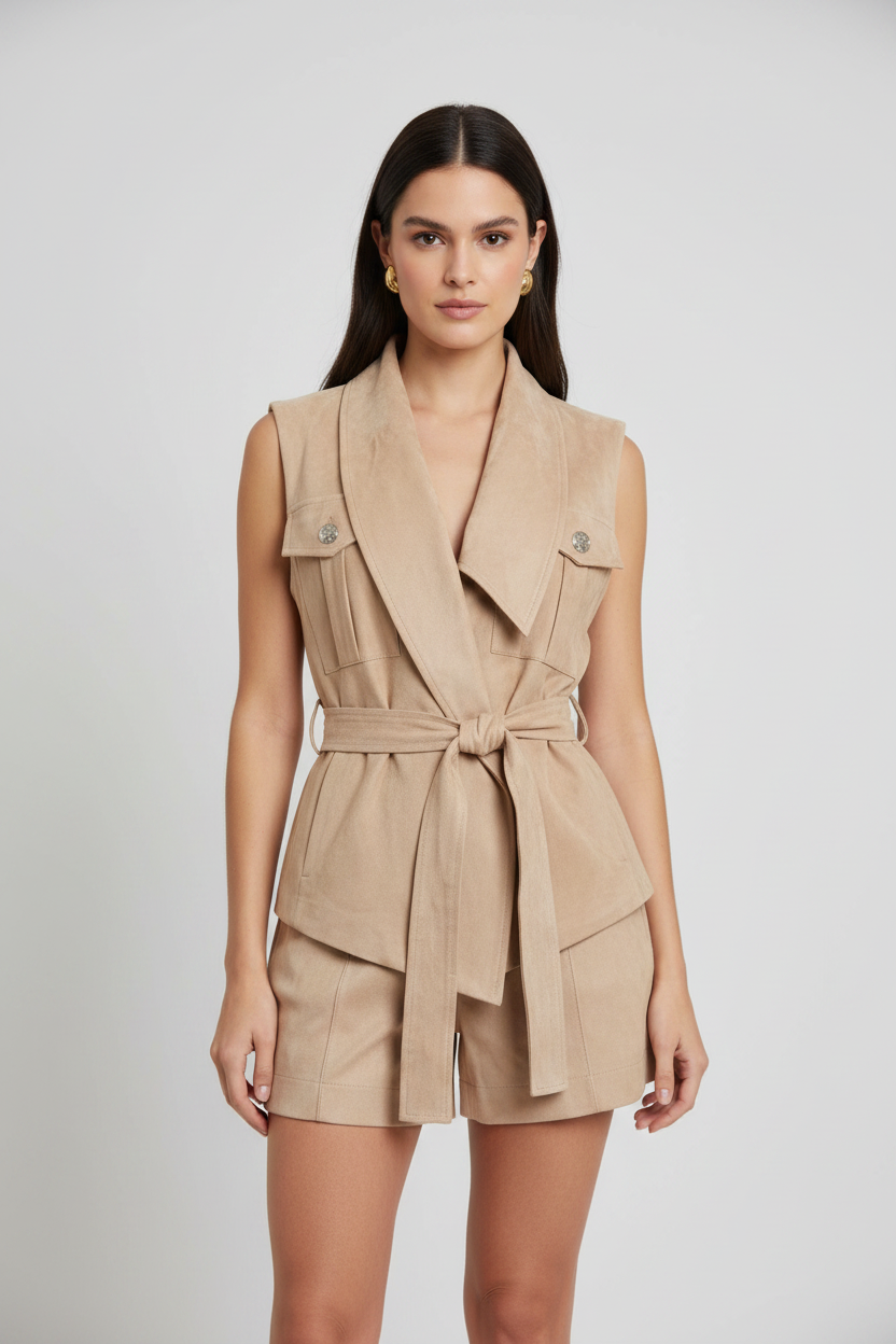 Calções em Suede Bege - SAHOCO  2