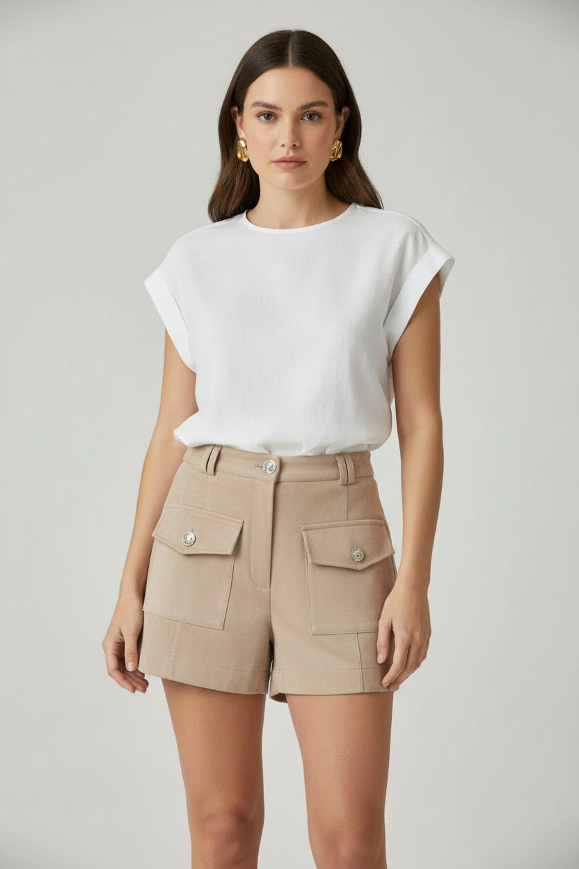 Calções em Suede Bege - SAHOCO  1