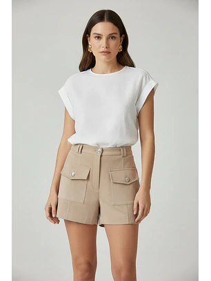 Calções em Suede Bege - SAHOCO 