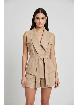 Colete em Suede Bege - SAHOCO 