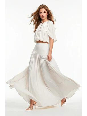 Saia Comprida Fluída Branco - SAHOCO