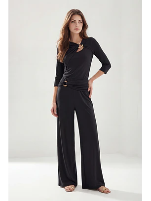 Calças Largas com Aplicação Preto - SAHOCO