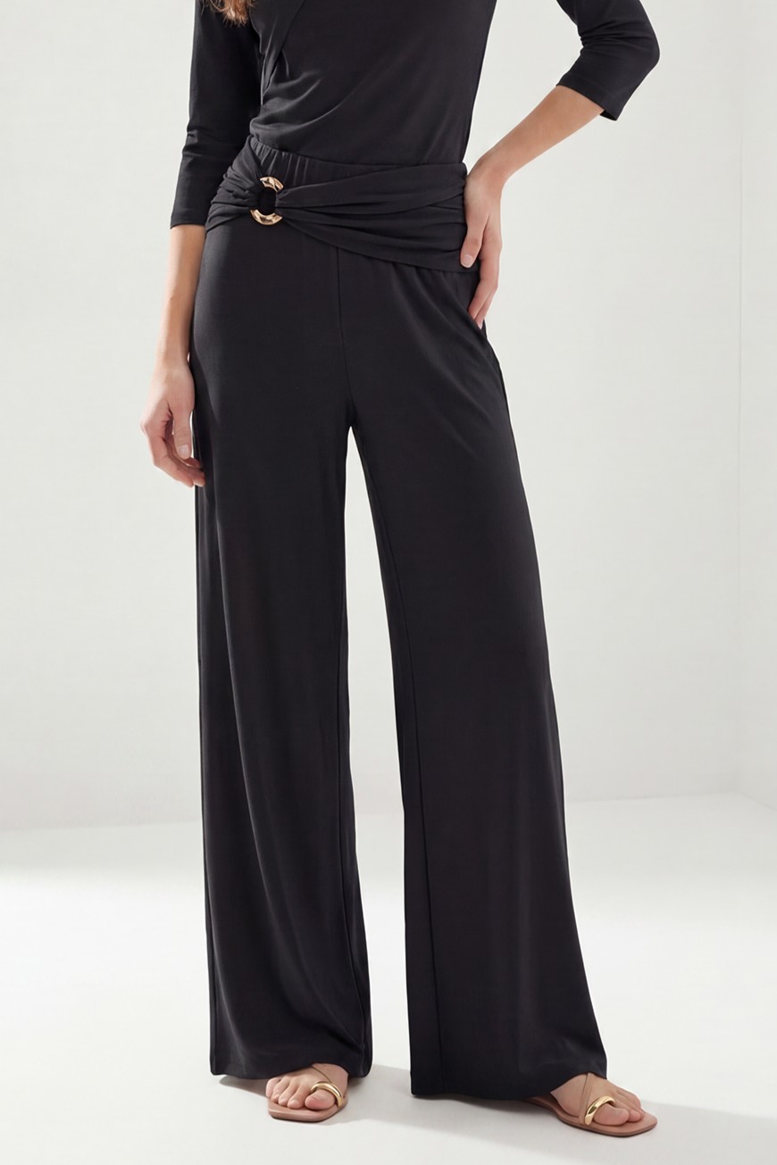 Calças Largas com Aplicação Preto - SAHOCO 1