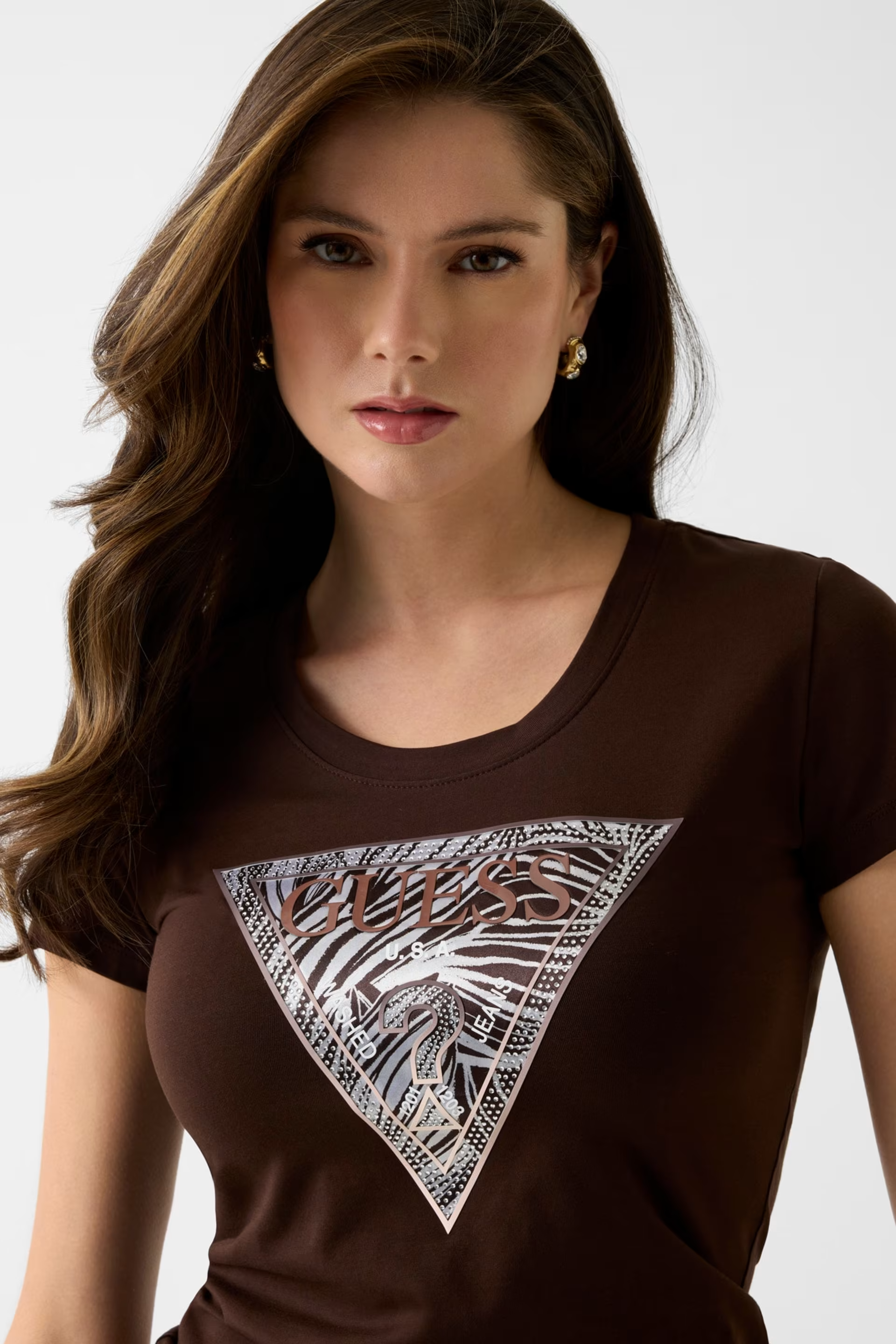 T-shirt Triângulo Zebra Castanho - Guess   3