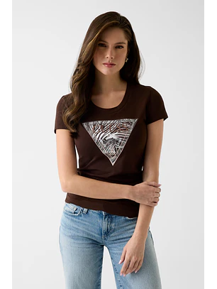 T-shirt Triângulo Zebra Castanho - Guess  