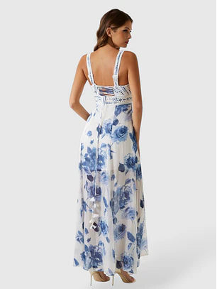 Vestido de Alças SERENA Comprido Floral Azul - Guess 