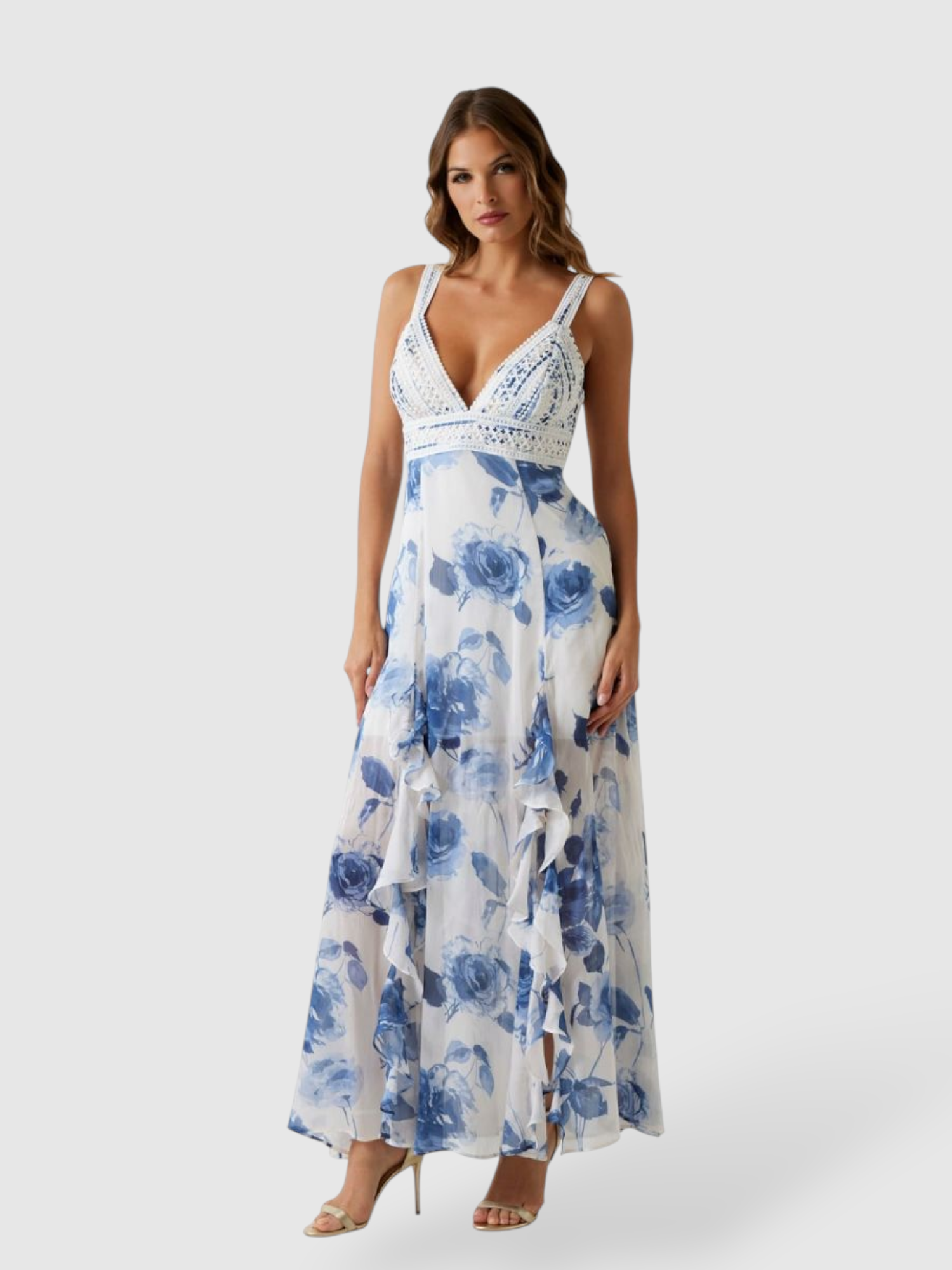 Vestido de Alças SERENA Comprido Floral Azul - Guess  1