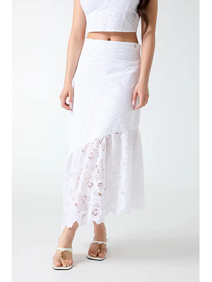 Saia Comprida SHARON em Renda Branco - Guess 