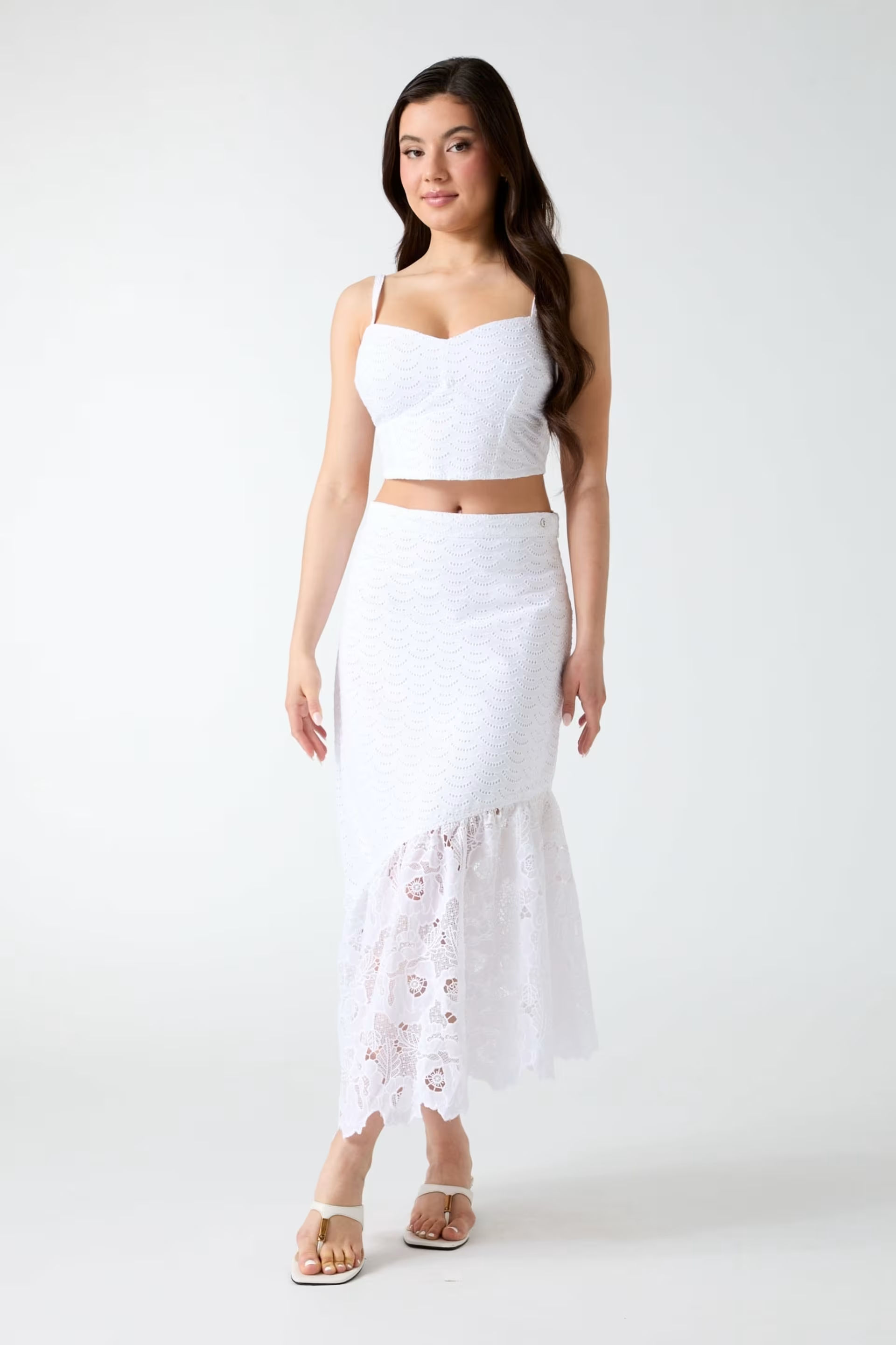 Saia Comprida SHARON em Renda Branco - Guess  2