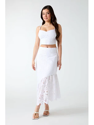Saia Comprida SHARON em Renda Branco - Guess 