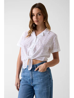 Camisa SHARON Bordado Inglês Branco - Guess