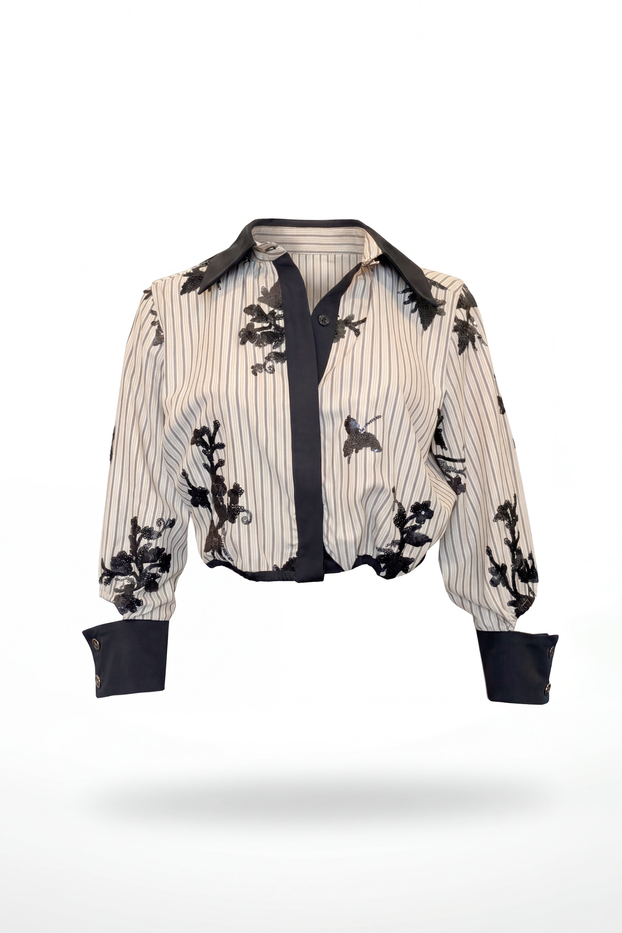 Camisa com Riscas e Flores Preto e Branco - SAHOCO 2