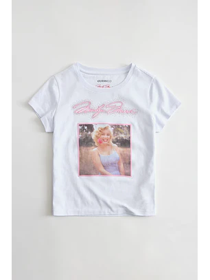 T-shirt 𝗠𝗔𝗥𝗜𝗟𝗬𝗡 𝗠𝗢𝗡𝗥𝗢𝗘 Branca - Guess