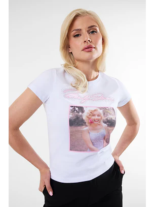 T-shirt 𝗠𝗔𝗥𝗜𝗟𝗬𝗡 𝗠𝗢𝗡𝗥𝗢𝗘 Branca - Guess