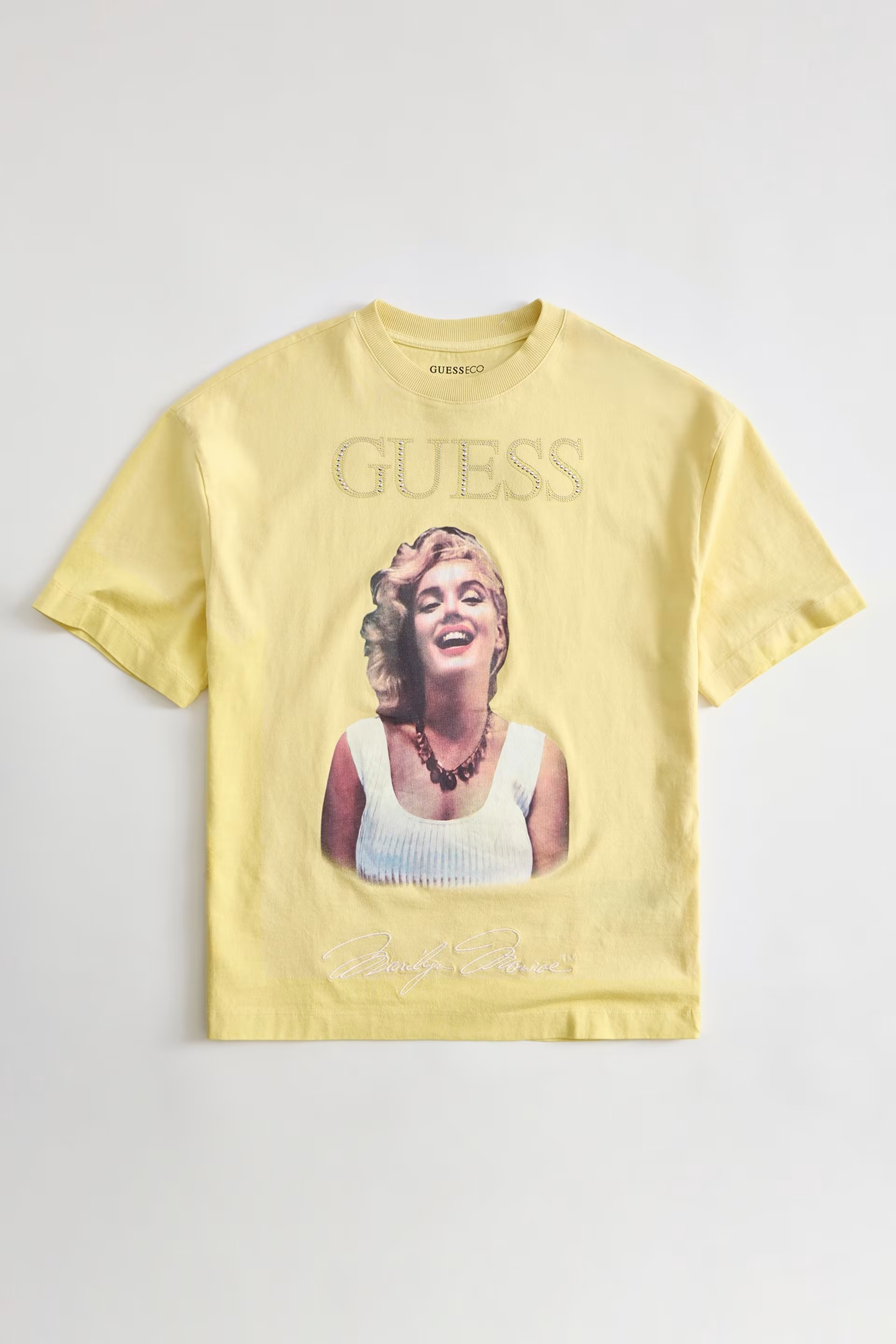 T-shirt 𝗠𝗔𝗥𝗜𝗟𝗬𝗡 𝗠𝗢𝗡𝗥𝗢𝗘 Smile Amarelo - Guess  1