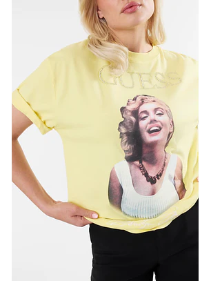 T-shirt 𝗠𝗔𝗥𝗜𝗟𝗬𝗡 𝗠𝗢𝗡𝗥𝗢𝗘 Smile Amarelo - Guess 